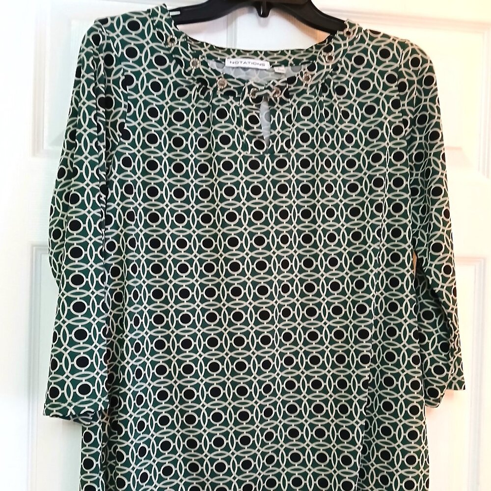Notations Blouse long sleeve black and green